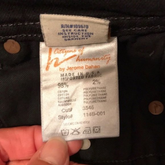 Citizens of Humanity Low Rise Skull and Bunny Jeans Black Size 25 Straight Leg - Picture 7 of 11